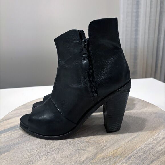 Rag & Bone Noelle Open Toe Booties Black Leather Heels US Size 8 EU Size 39 - Picture 2 of 9